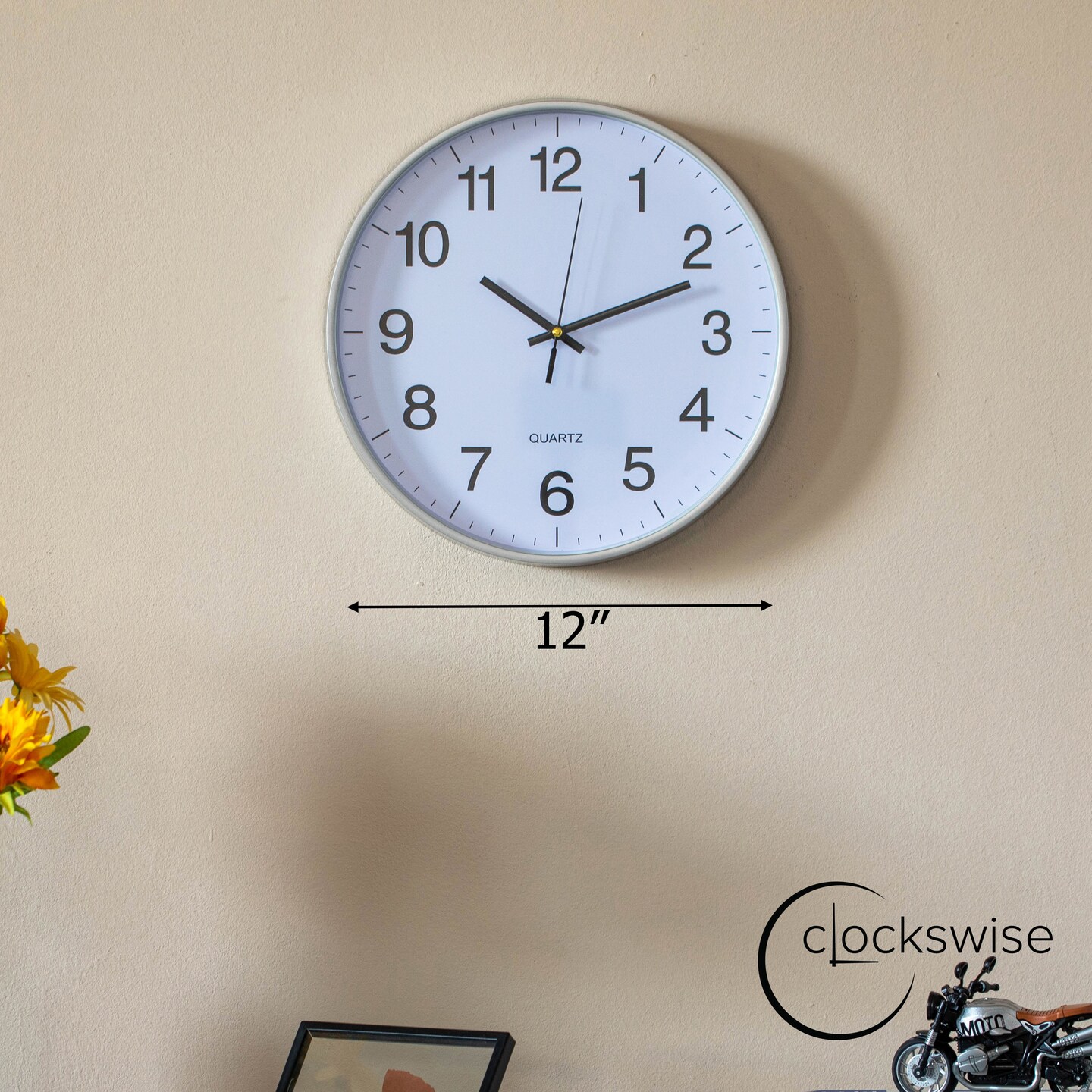 Clockswise Black Analog Clock – Silent, Non-Ticking for Wall, Office Desk, Table and Shelf, Battery-Operated Perfect for Home Office, Farmhouse Kitchen Decor, Bathroom, School and Bedroom Decor