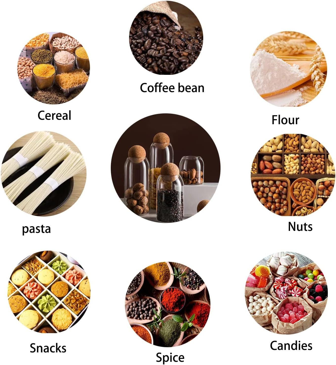 750ML/25Oz Clear Glass Bottles, Glass Food Storage Containers with Airtight Round Cork, Decorative Sealed Jar Organizer Holder with Wooden Lid for Candy, Cookie, Nut, Spice, Tea, Coffee Bean