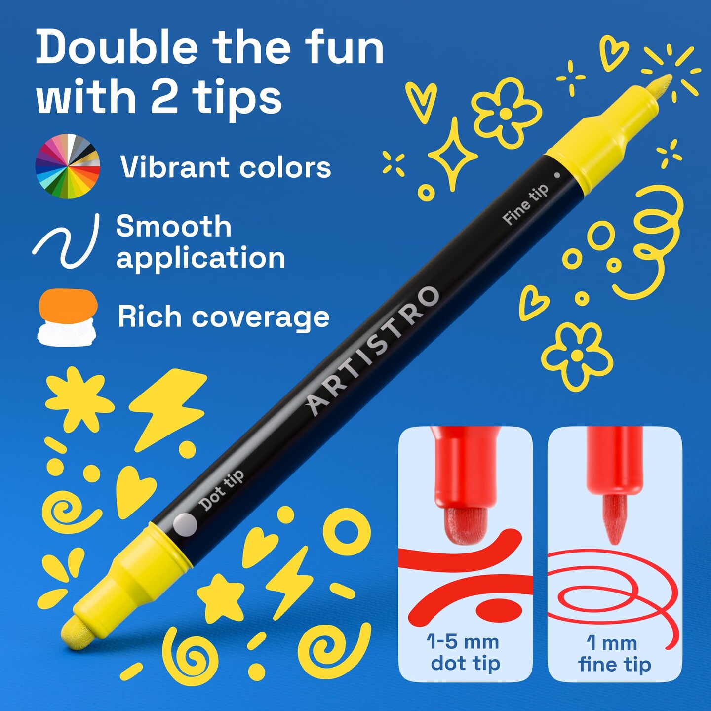 36 Precision Dual-Tip Acrylic Paint Markers – Paint Pens Set with Dot & Fine Tips for Fabric, Rock, Glass, Wood, Coloring Books – Classroom & Art Supplies Gift – Teacher Appreciation Gift