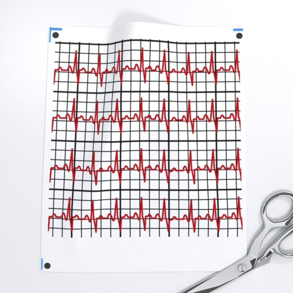 Heartbeat Readout Heart Coordinate Medical Nursing Health Custom Printed Fabric by Spoonflower Various Fabrics by the Yard or Fat Quarter