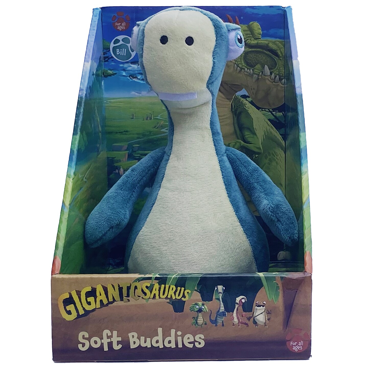 Gigantosaurus: 10" Dinosaur Soft Plush - Bill - Blue & White Huggable Dino, Soft Texture Stuffed Toy, TV Series Character, Toddler & Kids Ages 1+