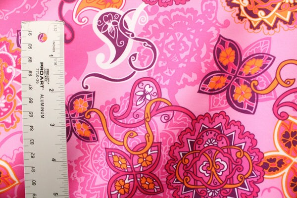 1 Yard Boho Paisley Stretch Fabric. 4-Way Spandex for Dancewear, Swim & Costumes 58/60" Wide