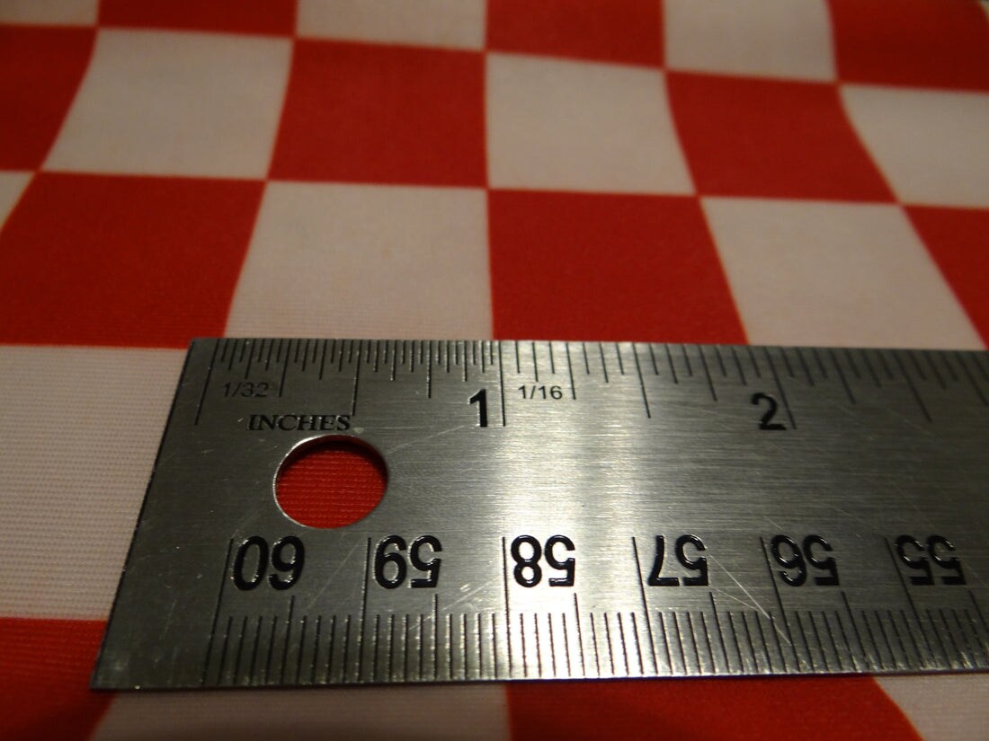 1 Yard Red and White Checkered Stretch Fabric for Costumes Swimwear Dancewear and Active Apparel 58&#x22;/60&#x22; Inch Width