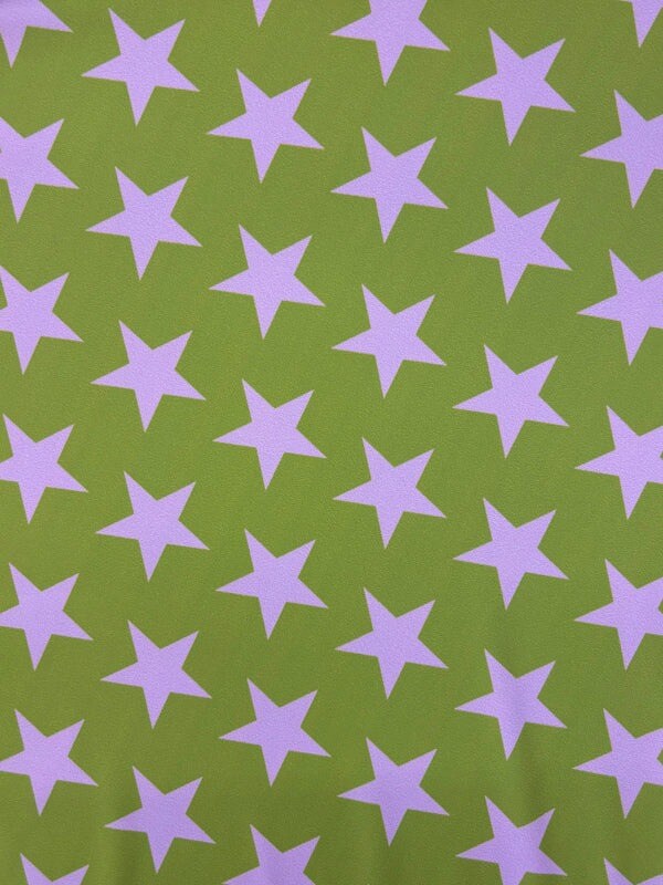 1 Yard Lilac and Green 80% Polyester 20% Spandex Star Print Spandex Fabric Four Way Stretch 58"/60" Width