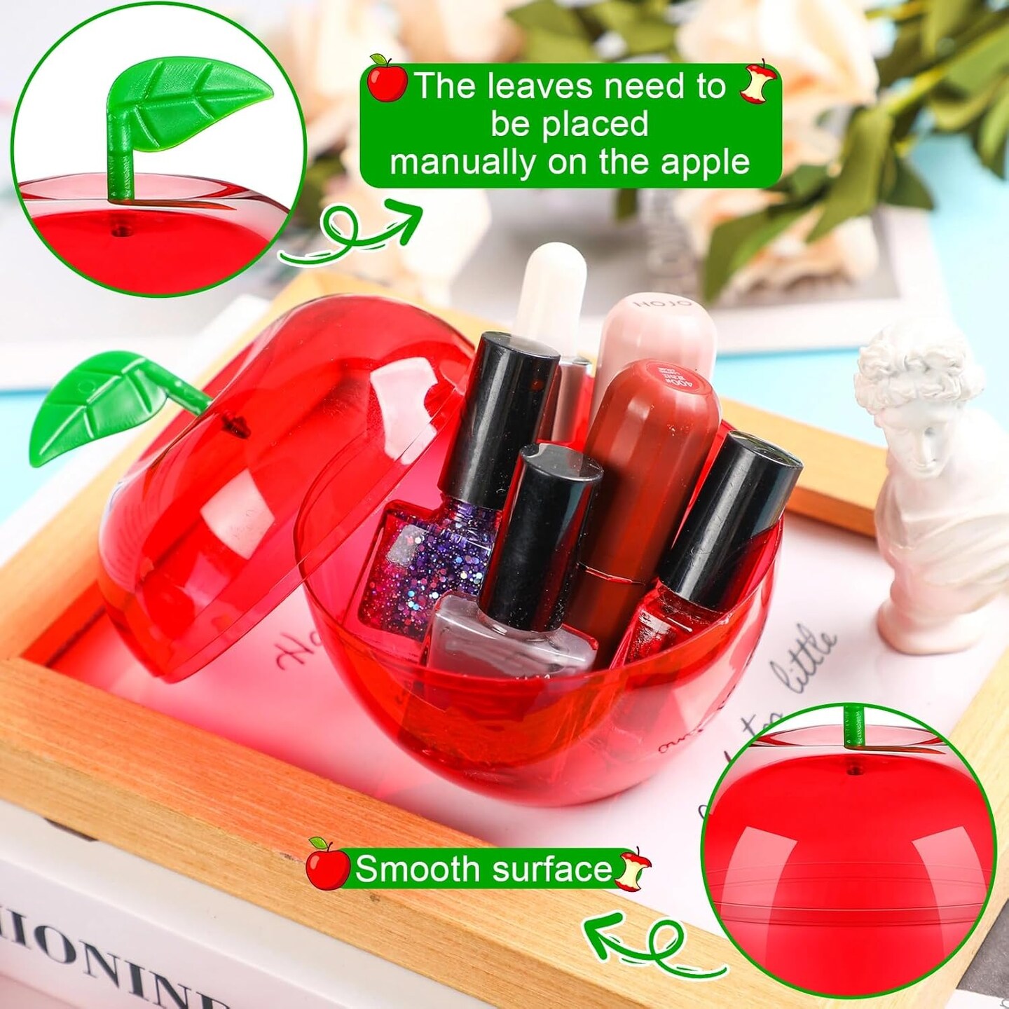 50 Pcs 4.1 x 3.7 Inch Plastic Apple Container Bulk Back to School