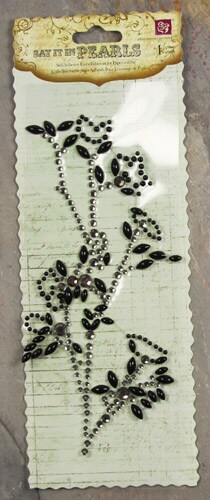 Say It In Pearls &#x26; Crystals Branch Black