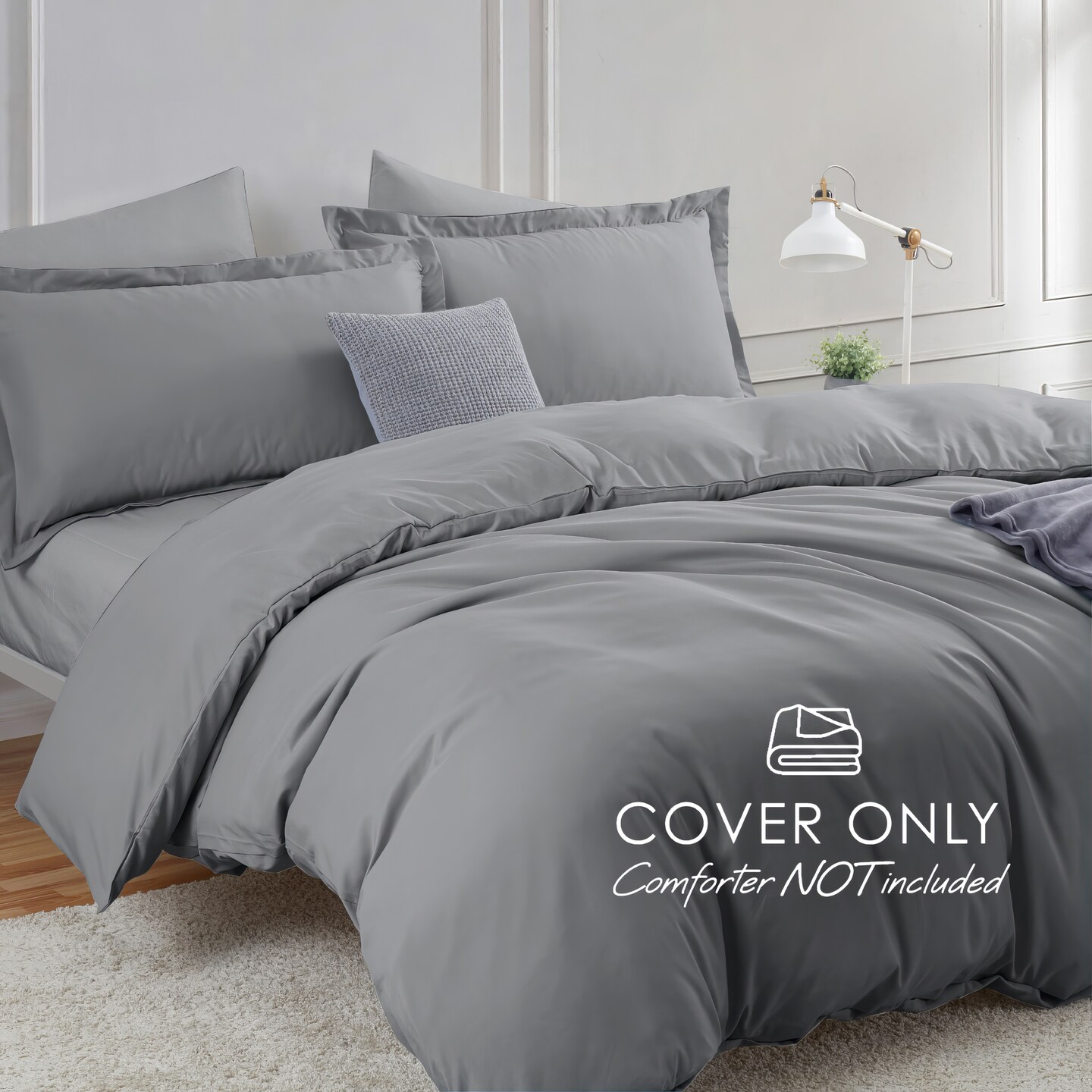 Hearth & Harbor Duvet Cover With Fitted Sheet Soft Double Brushed Bedding Set