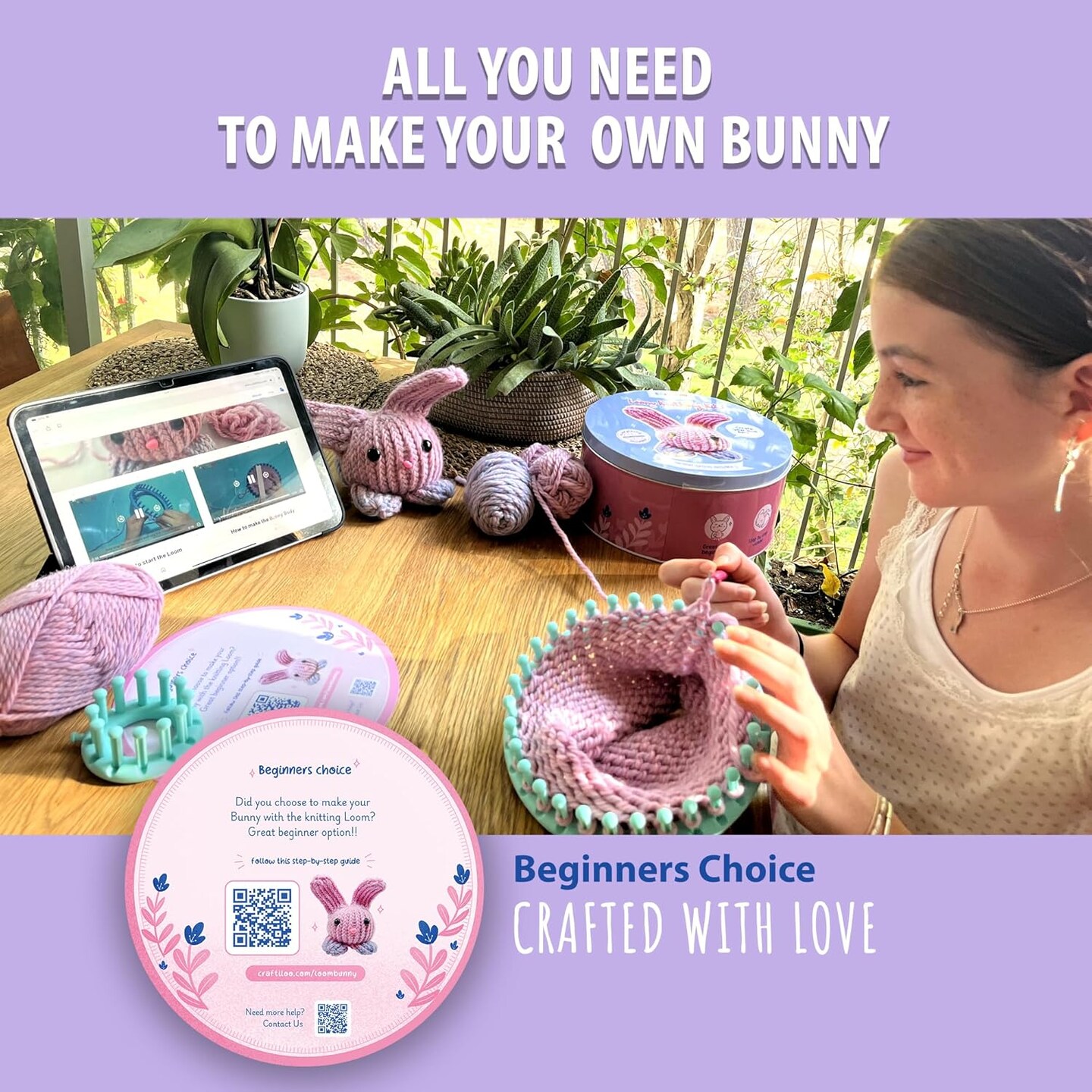 Loom Knitting and Crochet Kit (Pink) 9.84 x 9.84 x 5.91 inches