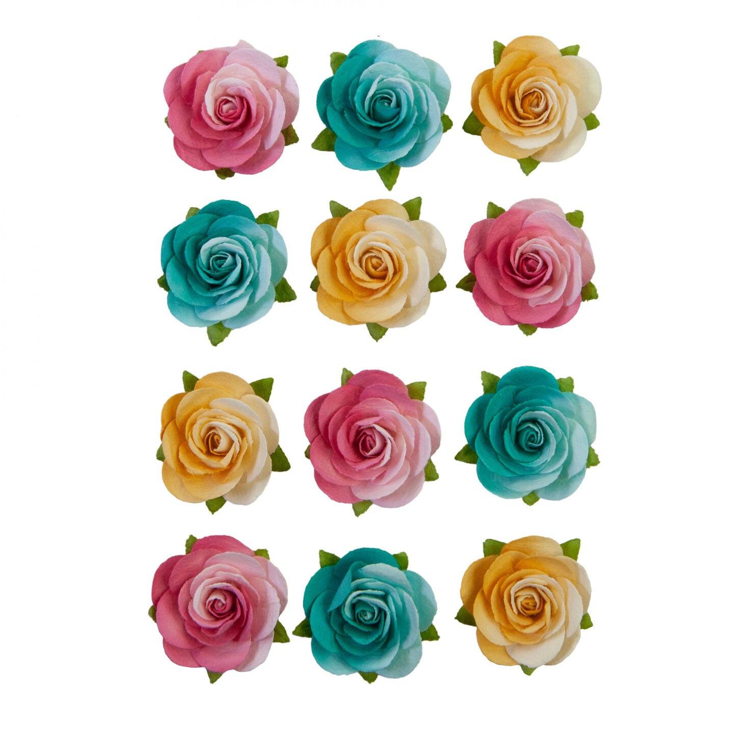 Painted Floral Collection Flowers - Bright Gouache - 12 Pcs, 1.8&#x22;
