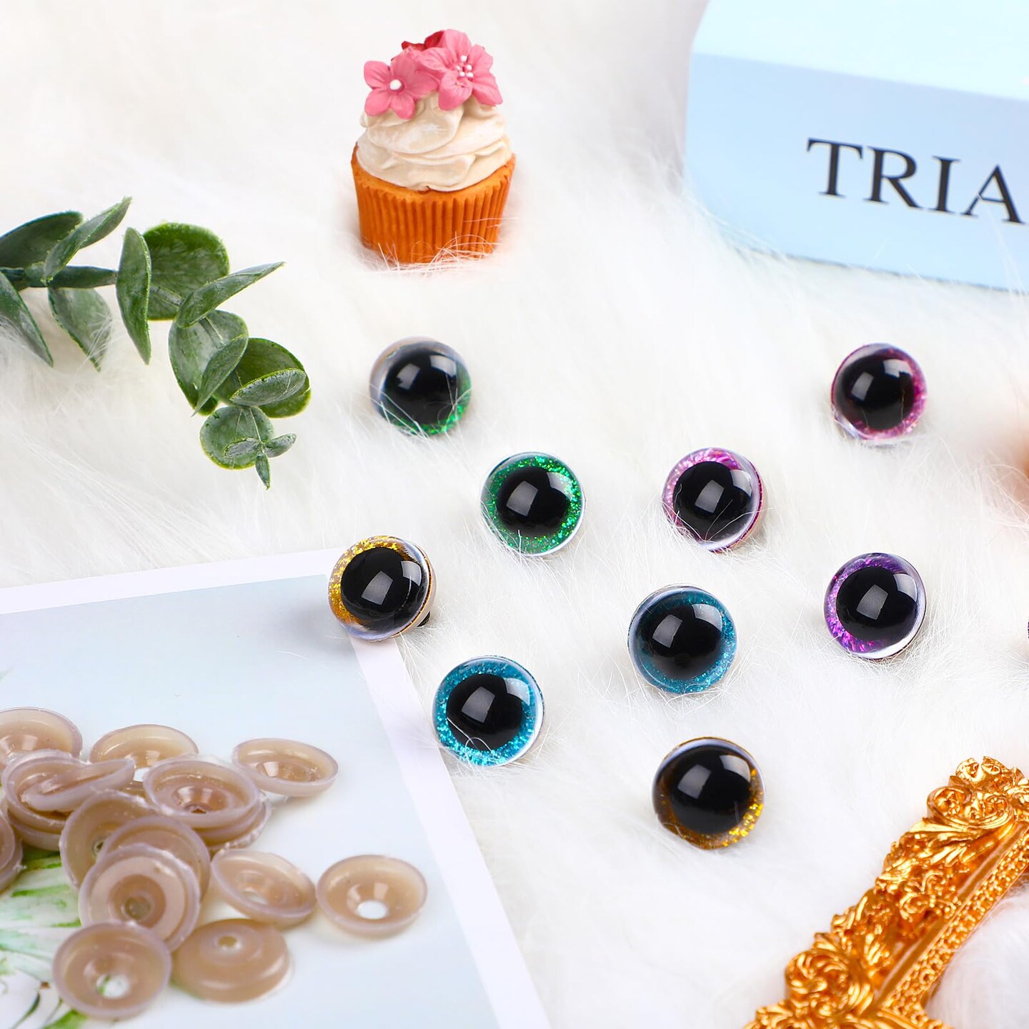 UPINS 180 Pieces 10-35 mm Large Safety Eyes with Washers for Amigurumi Stuffed Animal Plastic Craft Doll Crochet Eyes for DIY of Puppet, Bear, Toy Making Supplies (Assorted Colors)