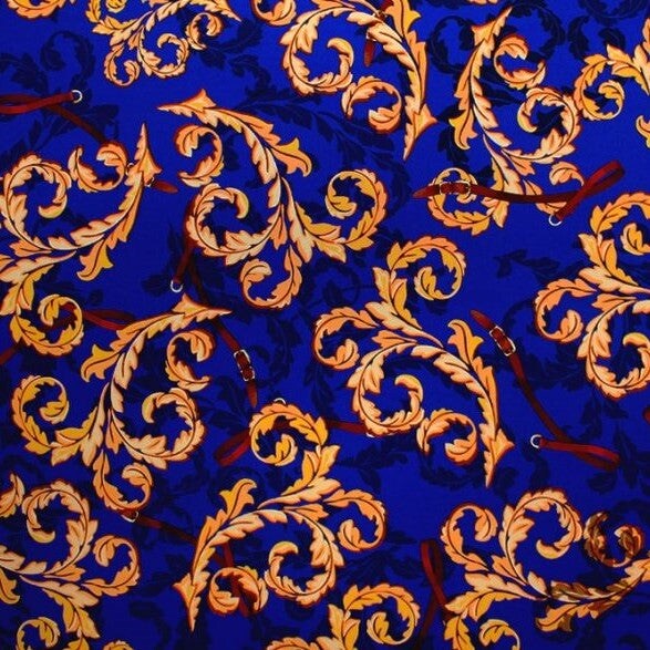 Vintage Gold Paisley Printed Spandex