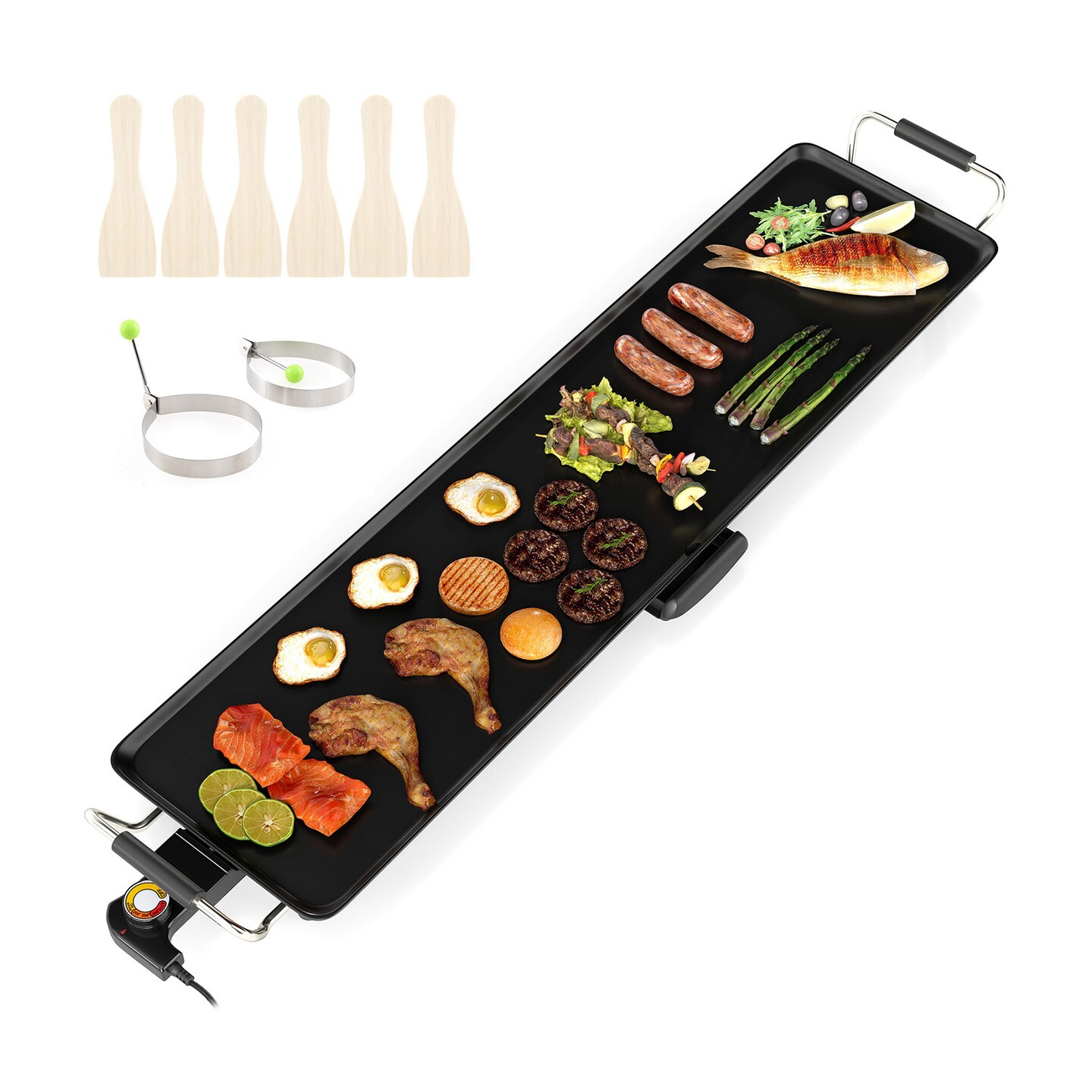 Black Stamping Aluminum Electric Griddle with Large Nonstick Surface and Accessories