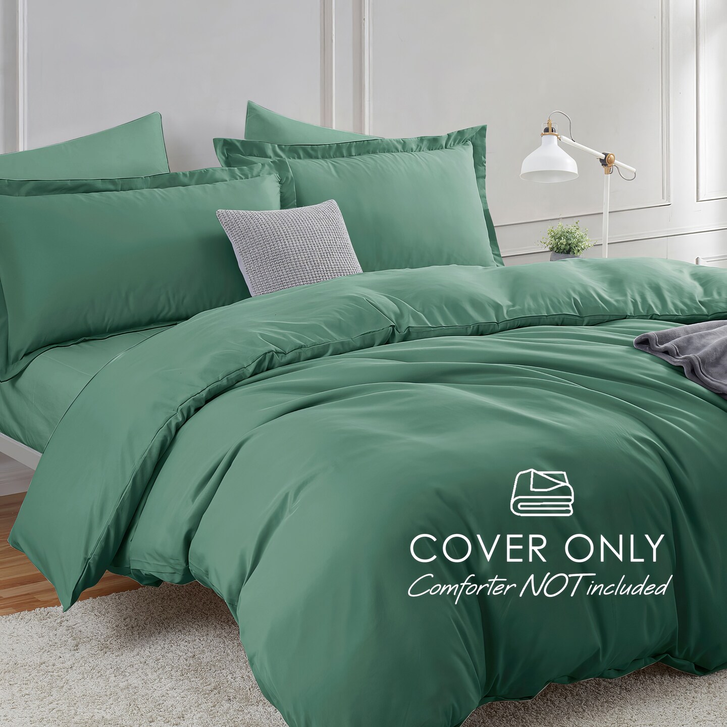 Hearth & Harbor Duvet Cover With Fitted Sheet Soft Double Brushed Bedding Set