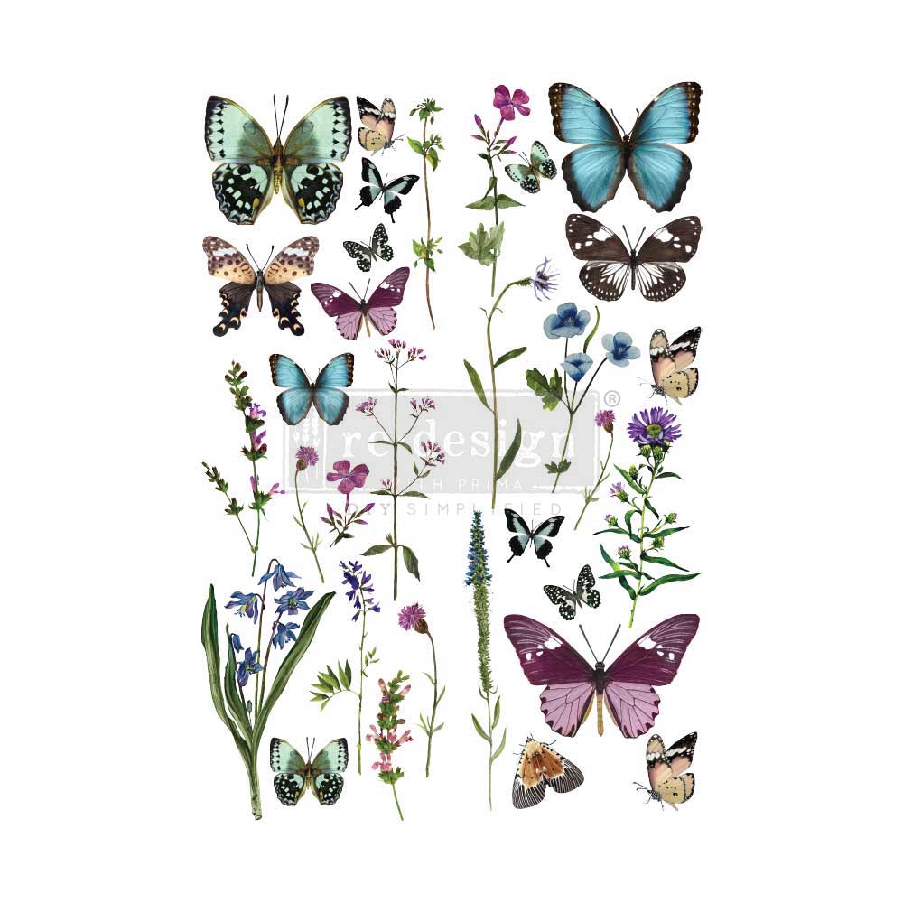 Decor Transfers® 24x35 - Butterfly Oasis - total sheet size 24"x35", cut into 2 sheets