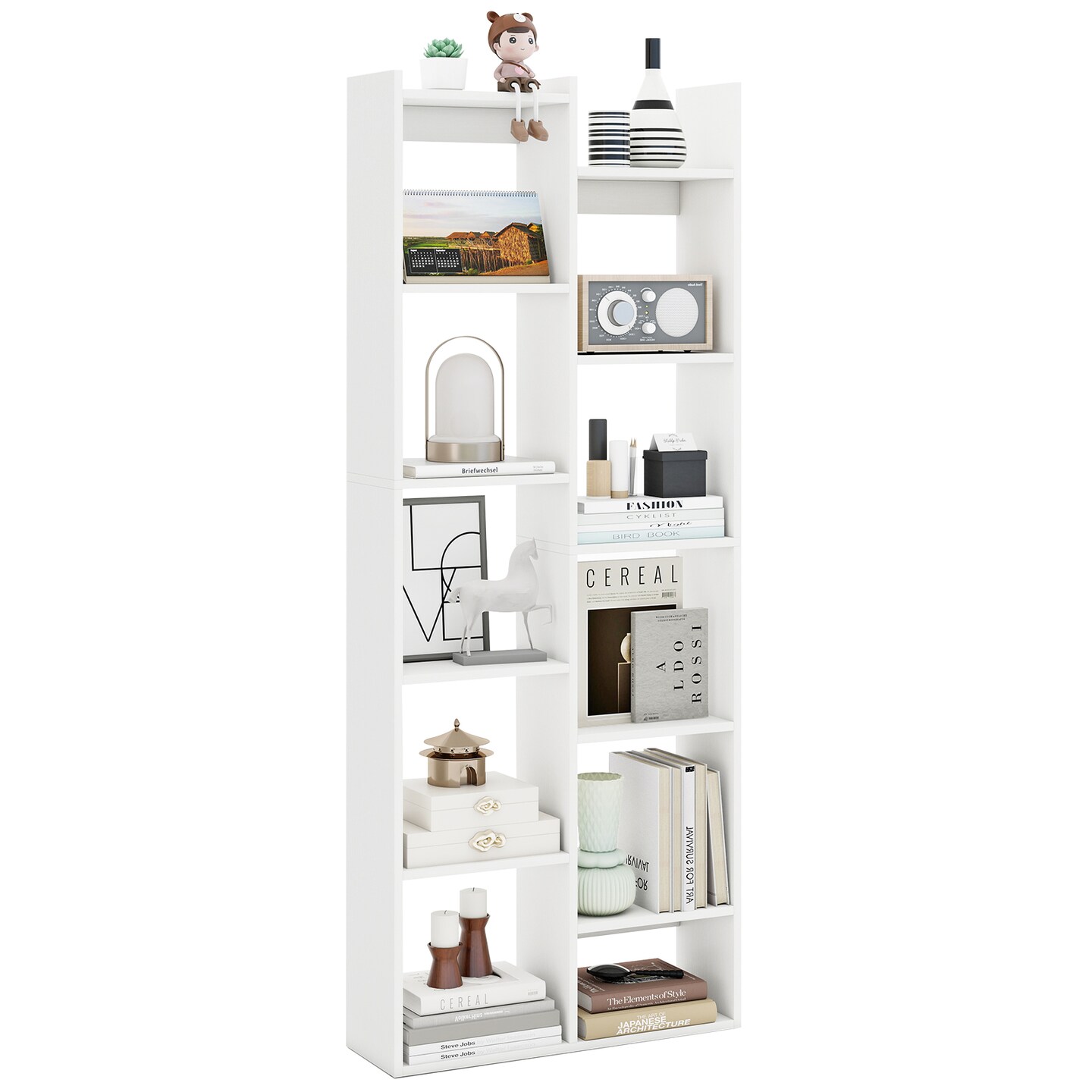 11-Tier Modern Bookcase with Anti-Tipping Kits and Open Storage Shelves