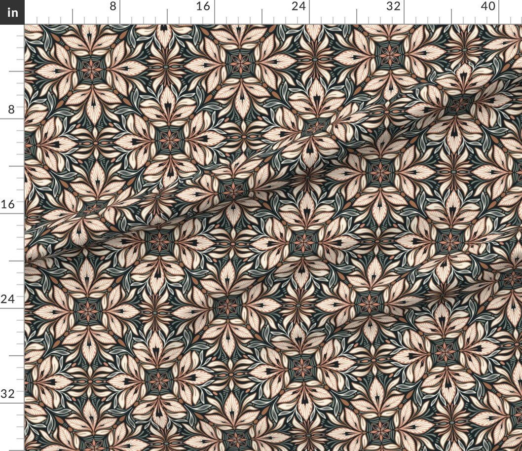 Boho Leaves Botanical Abstract Bohemian Foliage Glam Moody Refined Luxe Eclectic Flowers Floral Garden Large Scale Custom Printed Fabric by Spoonflower Various Fabrics by the Yard or Fat Quarter