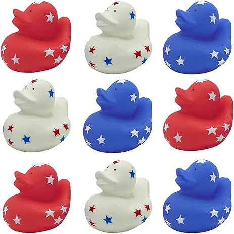 4E&#x27;s Novelty 24 Pack Patriotic Rubber Duck - 2&#x22; Jeep Ducks for Ducking, Duck Party Favors 4th of July