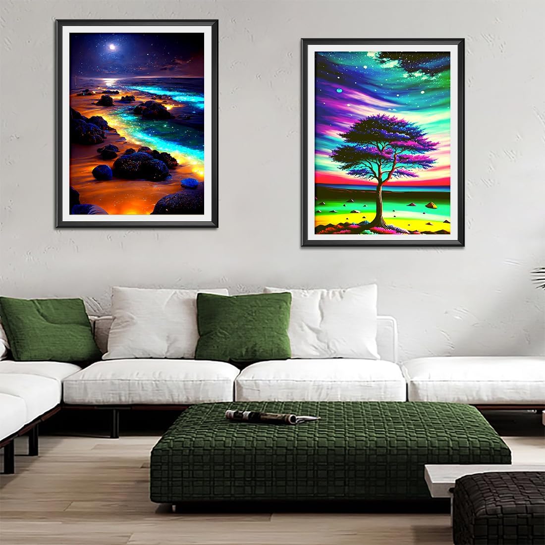 Beach Diamond Painting Kits for Adult,5D DIY Moon Diamond Art Painting,Landscape Paint Gem Kit,Beach Moon Scenery Diamond Dots