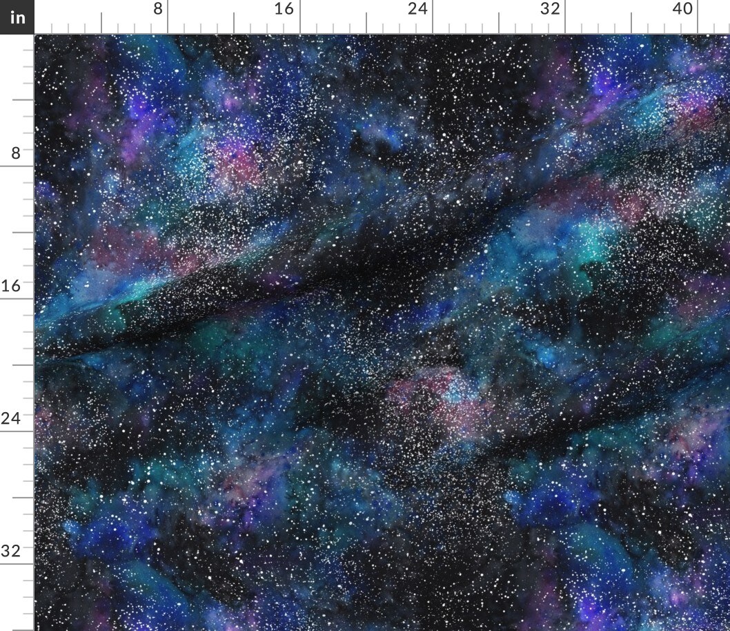 Celestial Watercolor Astronomy Space Starry Sky Galaxy Nebula Astrology Custom Printed Fabric by Spoonflower Various Fabrics by the Yard or Fat Quarter