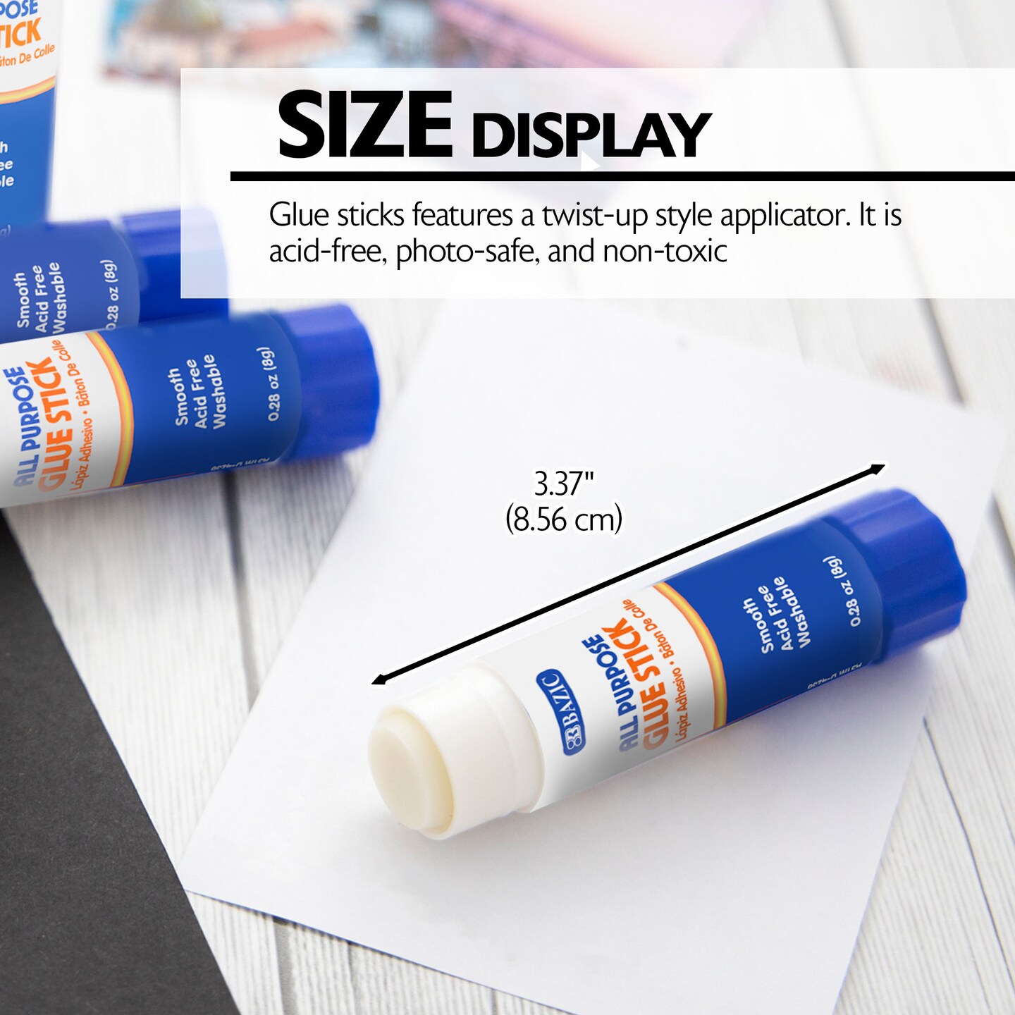 BAZIC Glue Stick Premium 0.28 oz (8g)(4/Pack)