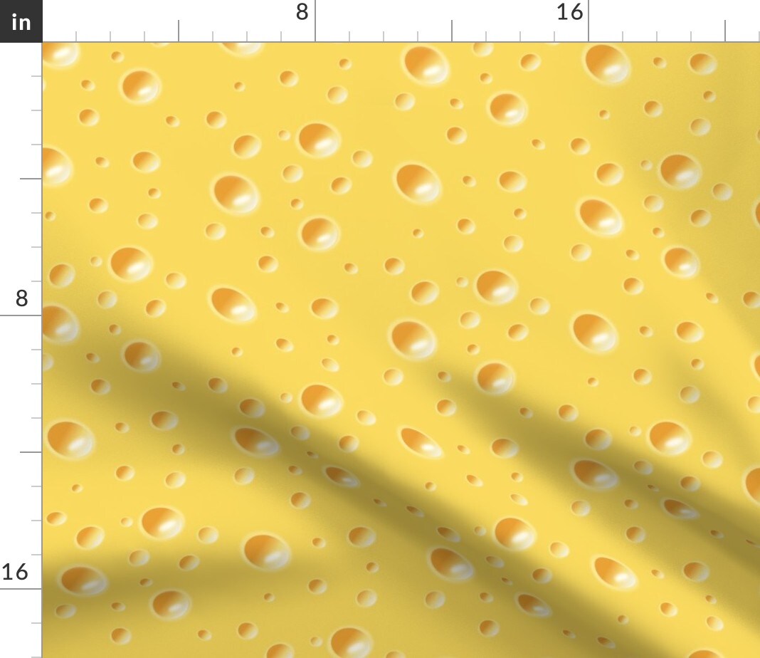 Swiss Cheese Texture Yellow Food Foodie Kitchen Cooking Dairy Custom Printed Fabric by Spoonflower Various Fabrics by the Yard or Fat Quarter
