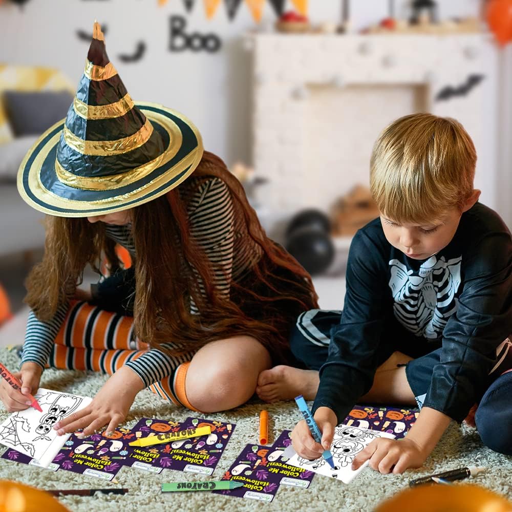 Bulk 24 Pack Halloween Mini Coloring Book Kit