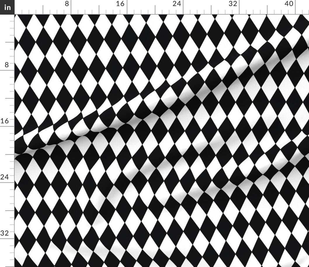 Various Fabrics by the Yard or Fat Quarter Diamonds Black &#x26; White Diamond Geometric Check Custom Printed Fabric by Spoonflower