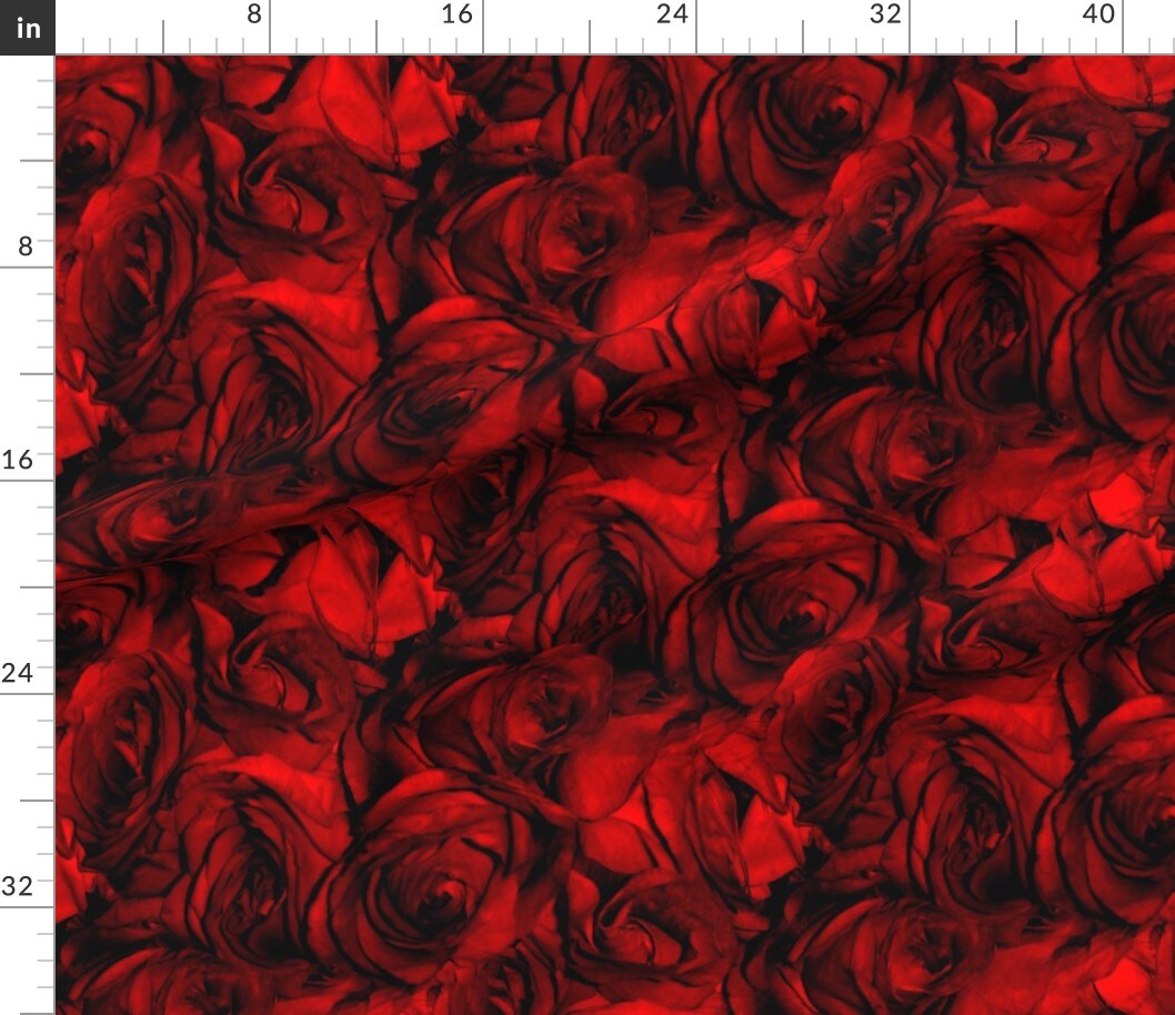 Various Fabrics by the Yard or Fat Quarter Blood Roses Rose Flowers Romantic Victorian Red Fire Orange Poppy Floral Nature Photographic Custom Printed Fabric by Spoonflower