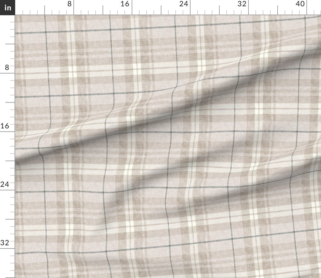 Soft Autumn Plaid Tartan Neutral Cool Brown Rustic Masculine Nursery Fall Traditional Custom Printed Fabric by Spoonflower Various Fabrics by the Yard or Fat Quarter
