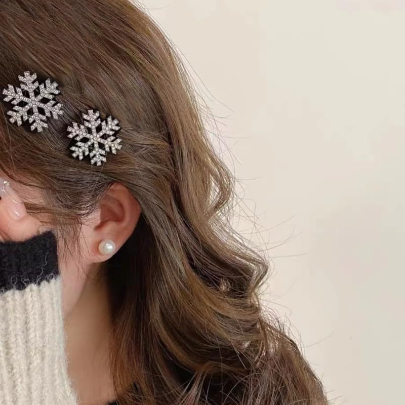10 Pcs Sparkly Rhinestone Snowflake Hair Clip Hair Barrettes