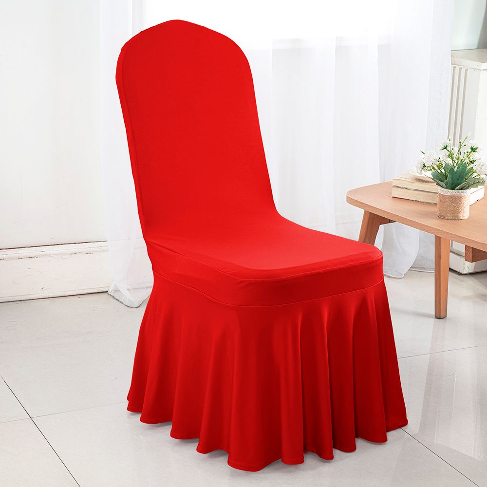 Spandex Banquet Skirt Chair Cover Red Elegant Stretch Skirt Fit Durable Event Decor