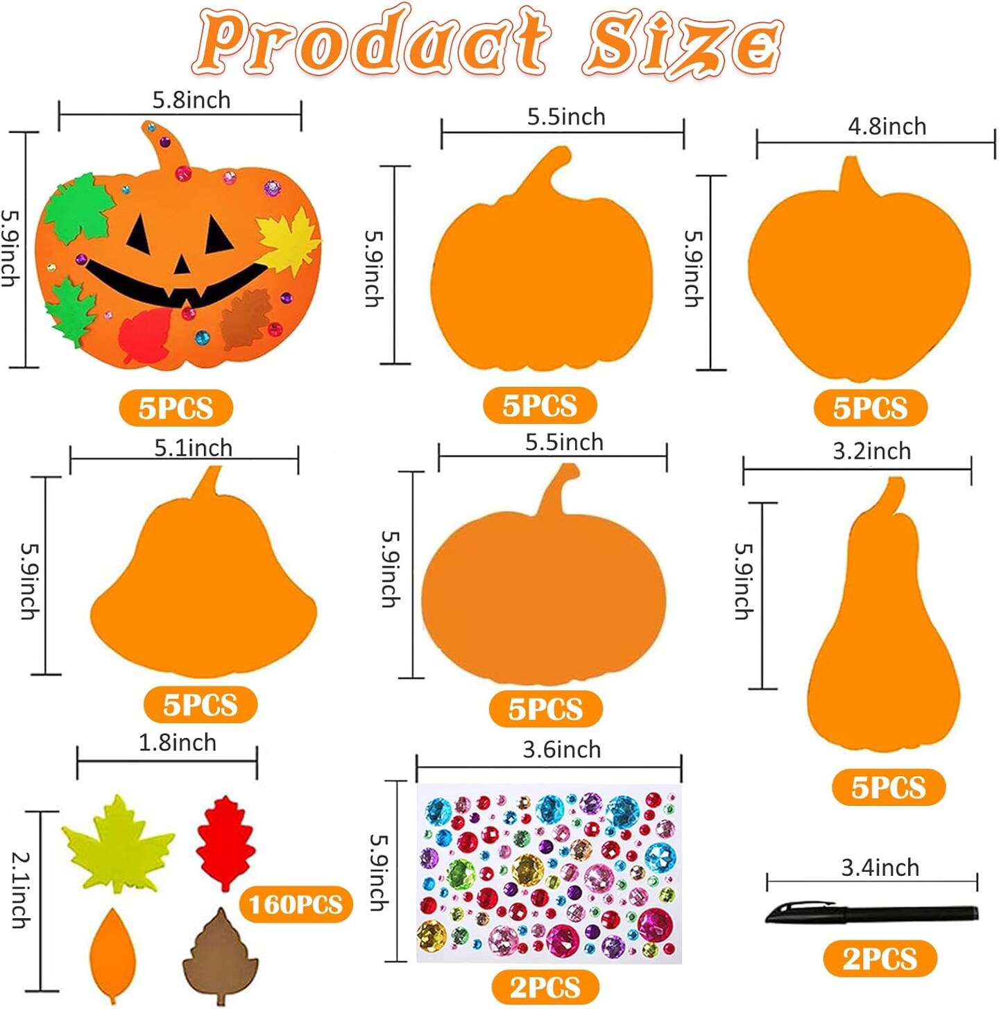 35 Pieces Halloween Foam Pumpkin Craft Kits