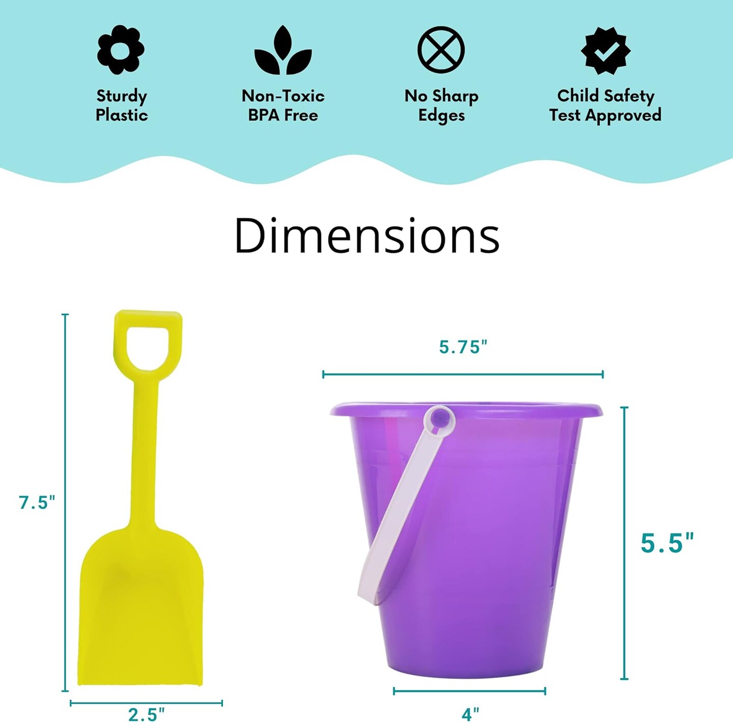 4E&#x27;s Novelty 12 Pack Beach Buckets with Shovels Bulk &#x2013; 7&#x22; Sand Buckets &#x26; Shovels for Sand &#x26; Outdoor Play