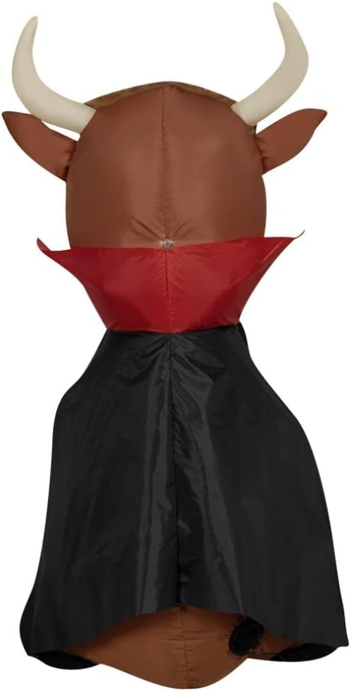3.5&#x27; Gemmy Airblown Inflatable Halloween Highland Cow as Vampire Yard Decoration 554026