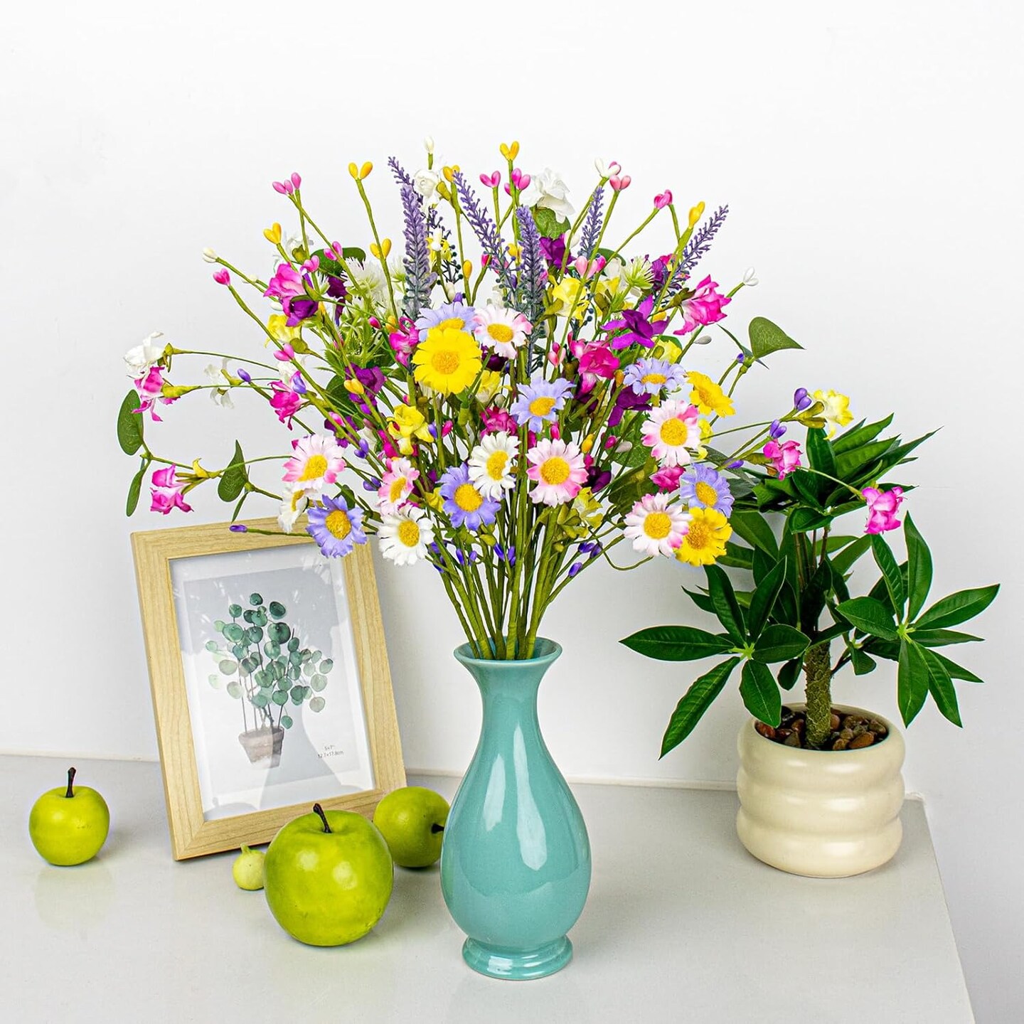 12 Pack Spring Floral Picks 17 Inch Artificial Flower Stems Colorful Spring Flowers with Pip Berries for Vases Centerpieces Sprimg Summer Flower Arrangements and Easter Decor