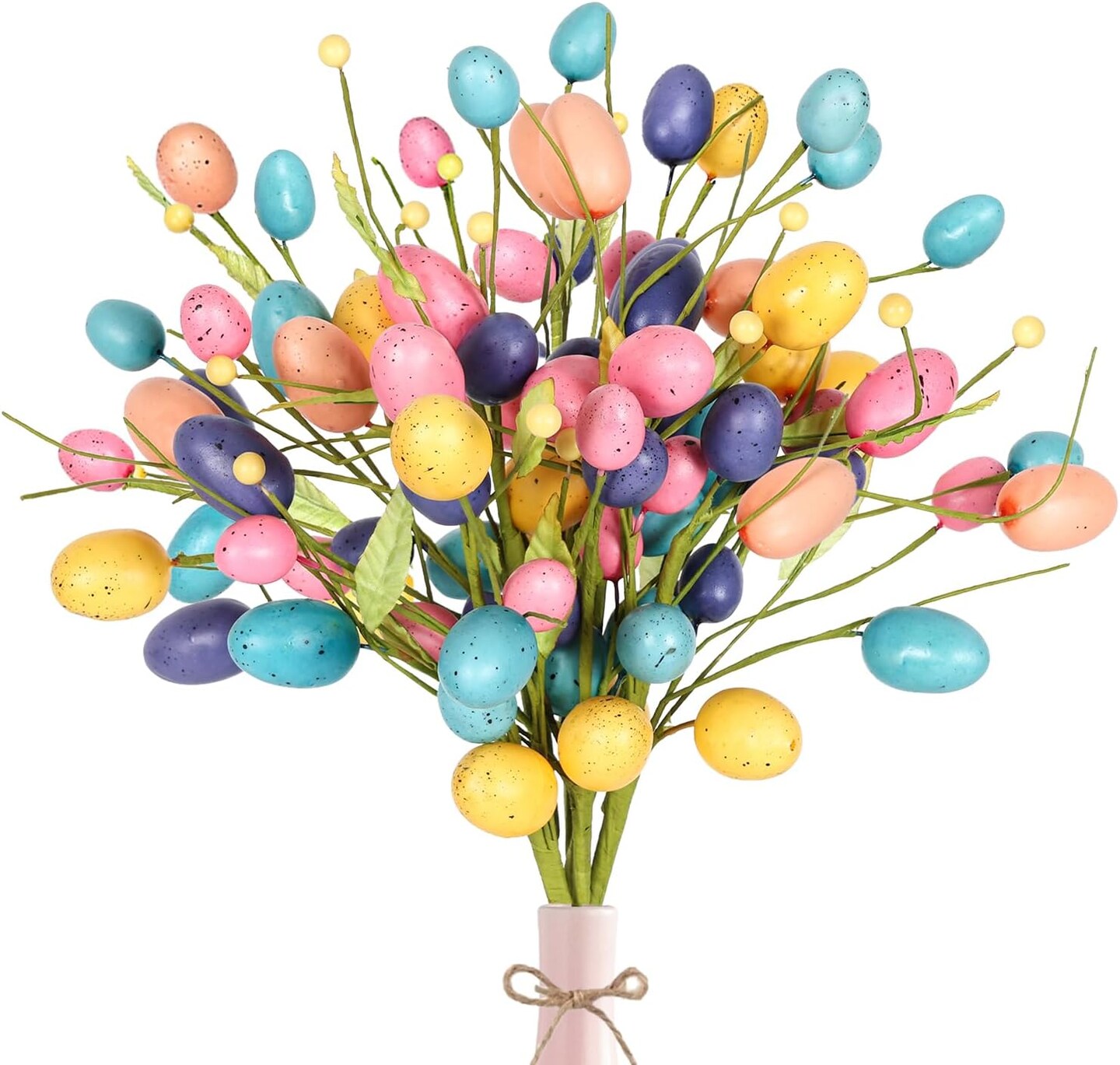 6 Pcs Easter Picks, Easter Eggs Picks with Colorful Eggs and Berries for Easter Decorations