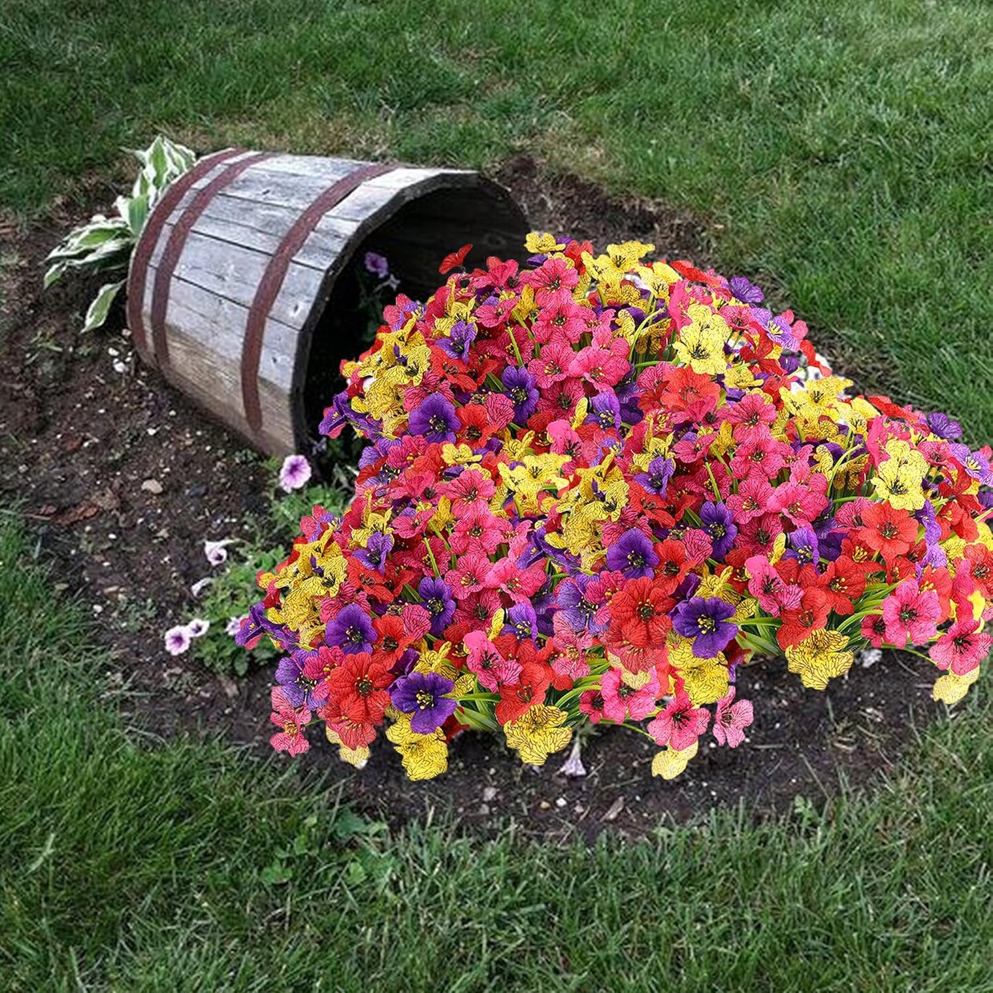 16 Bundles Fall Artificial Flowers for Outdoor UV Resistant Fake Spring Flowers Faux Plants Outdoor for Porch Window Box (Colorful) 15"D x 4"W x 2"H