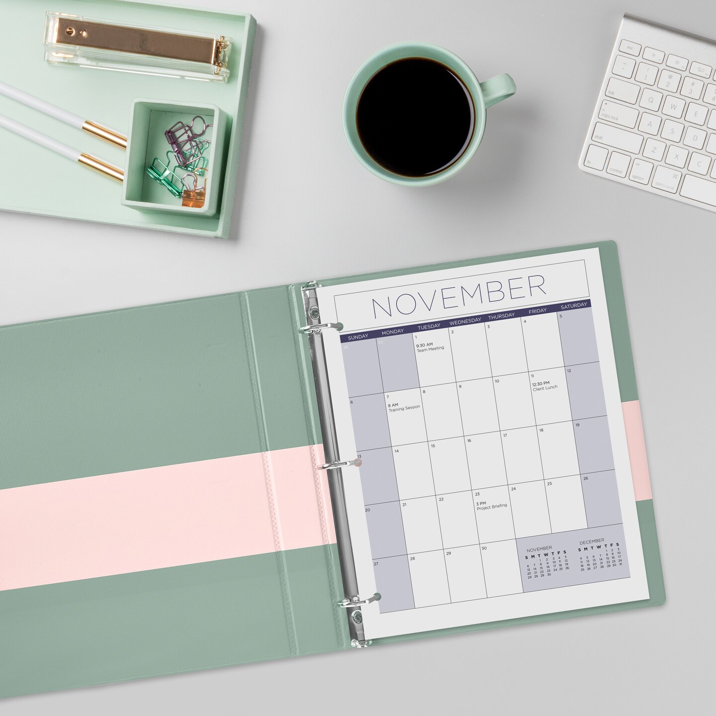 Avery Two-Tone Durable View 3 Ring Binder, 1.5 Inch Slant Rings, Blush/Sage Binder (17234)