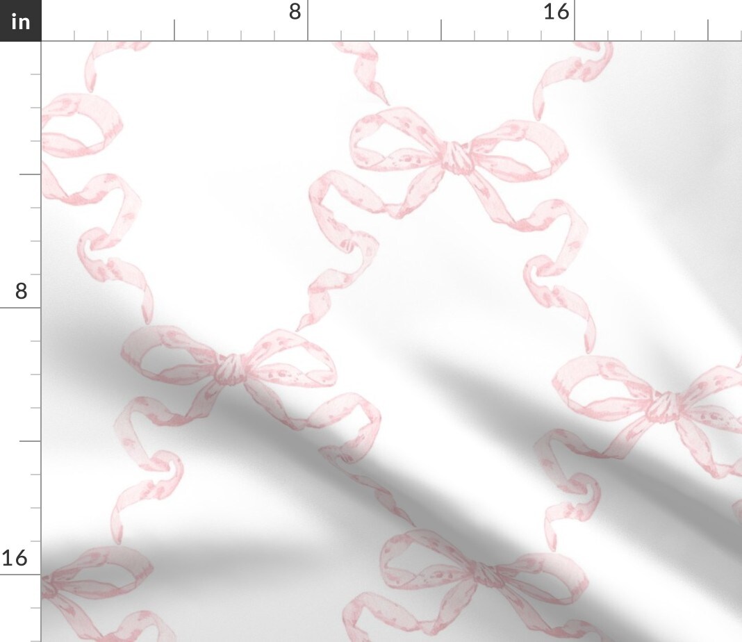 Pink Trellis Ribbons Feminine Ballet And White Girly Classic Preppy Traditional Nursery Baby Girl Grand Millenial Custom Printed Fabric by Spoonflower Various Fabrics by the Yard or Fat Quarter