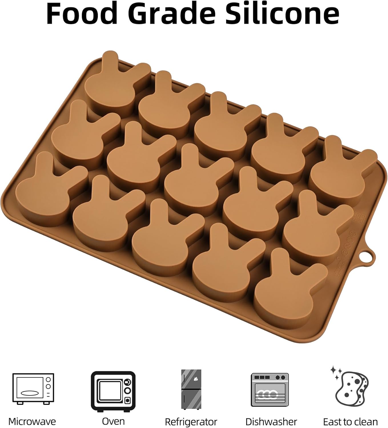 Easter Bunny Molds 2pcs Silicone Chocolate Mold Rabbit Shape Easter Candy Mold 15 Cavity for Resin Soap Ice Cube Gummy Cupcake Decoration