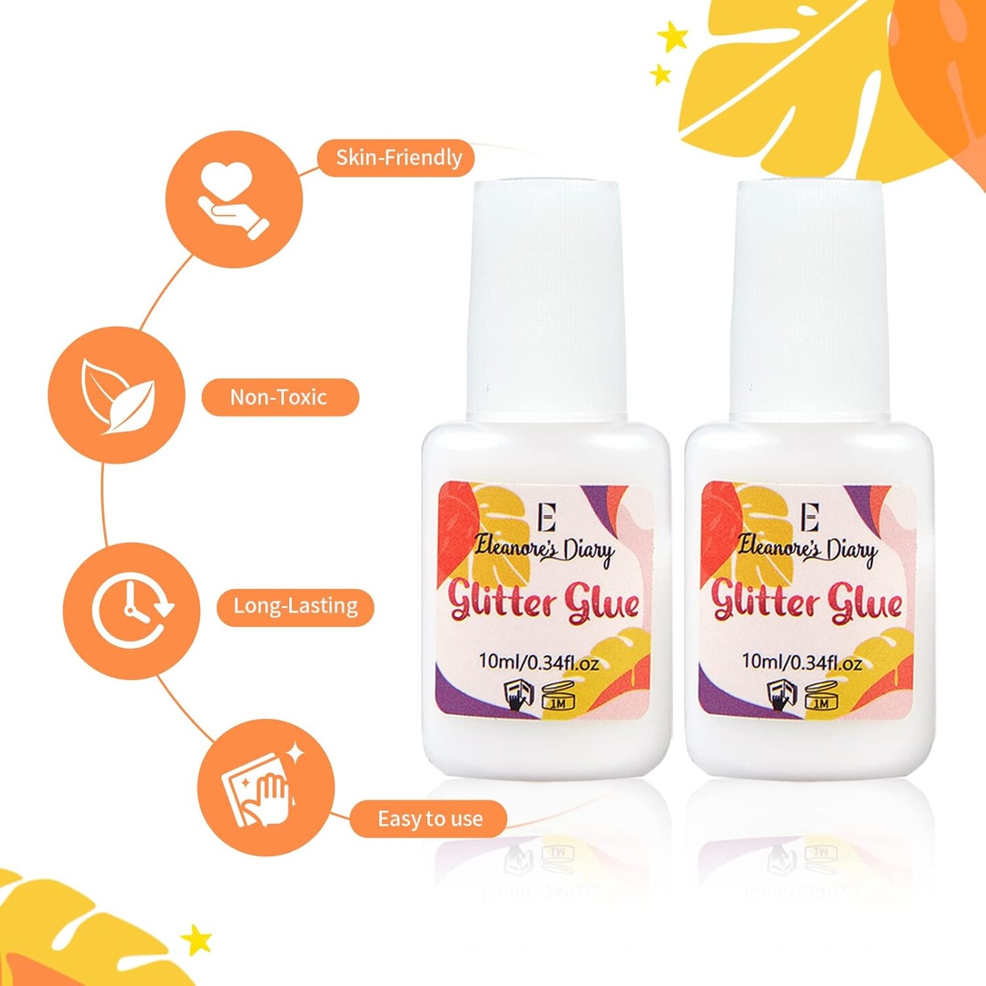 Body Glue for Glitter Tattoos, 10ml*2 Art Glitter Glue