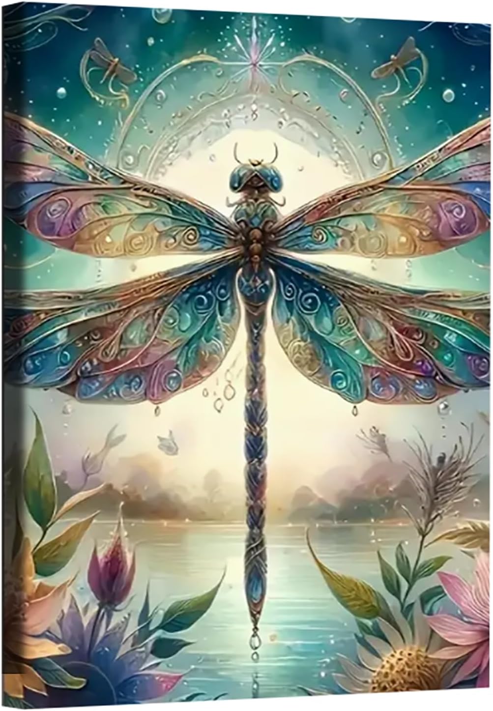 Dragonfly 5D Diamond Art Kits for Adults – Full Round Drill DIY Diamond Painting for Beginners, Gem Art Wall Decor, 12x16 Inch