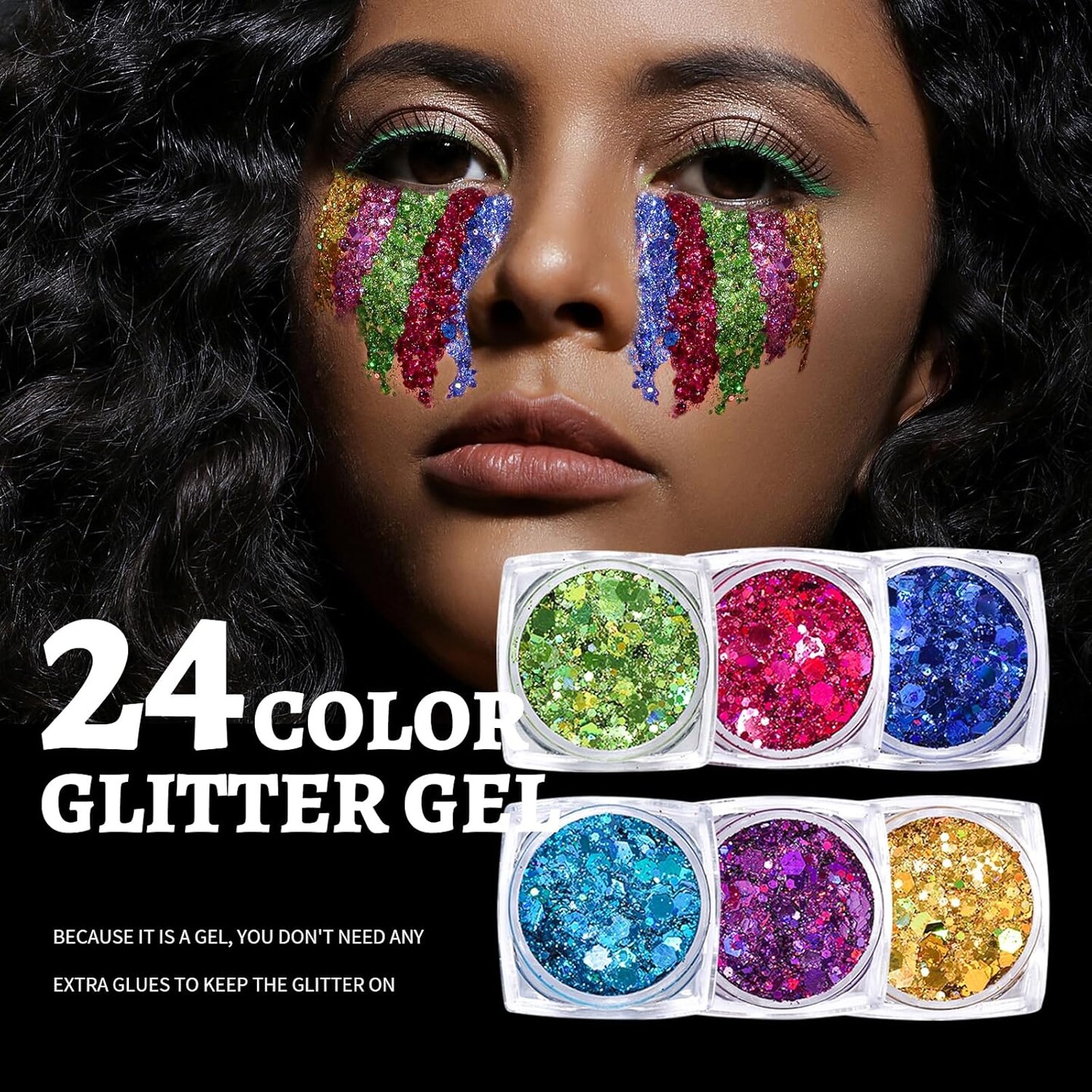 24 Colors Body &#x26; Hair Glitter Gel - Face, Body
