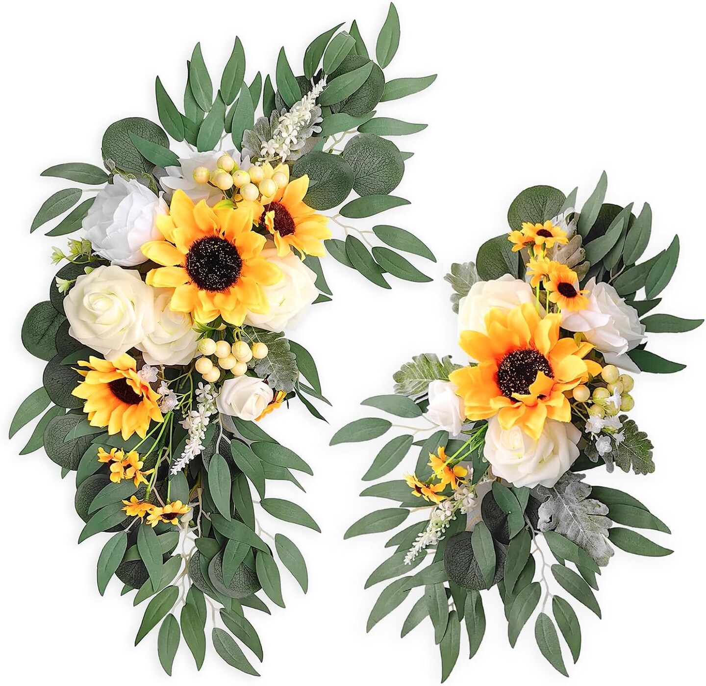 Artificial Sunflower Floral Swag Set of 2,Wedding Sign Flower Arrangements Rose