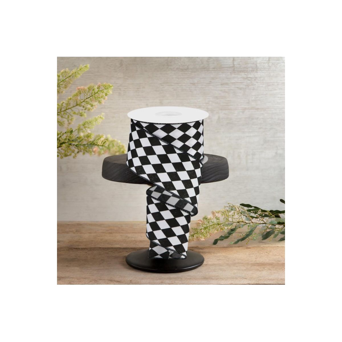 2.5&#x22; Harlequin Ribbon: Black (10 Yards)