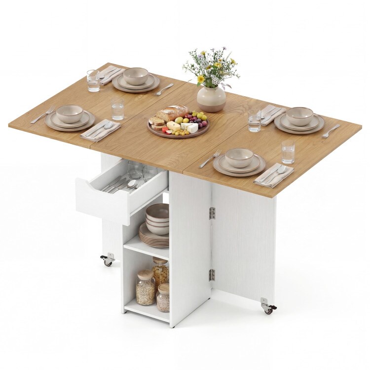 Extendable Dining Table Drop Leaf Folding Design With Storage