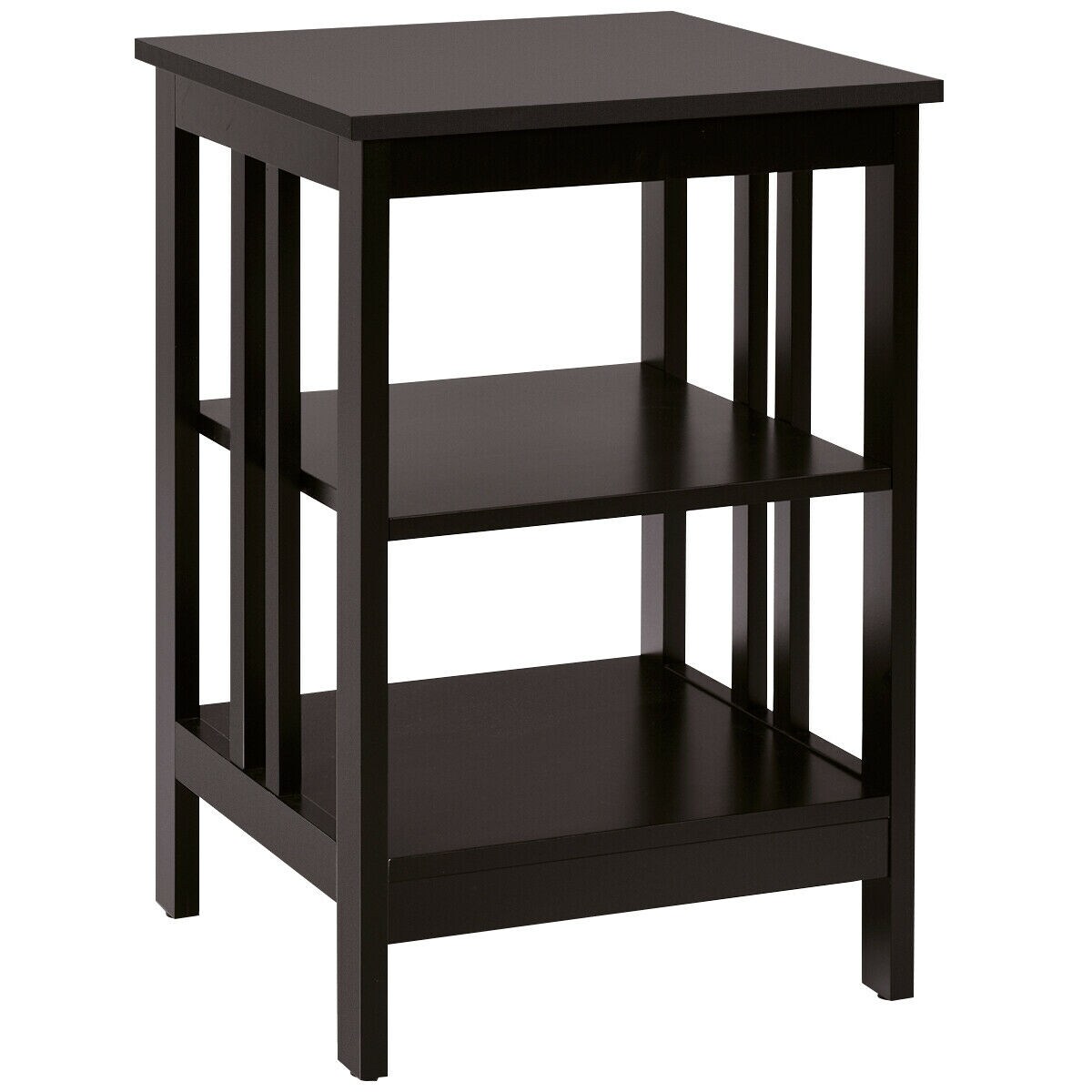 3-Tier MDF Side Table End Table Nightstand Storage 16x16x24 Inch