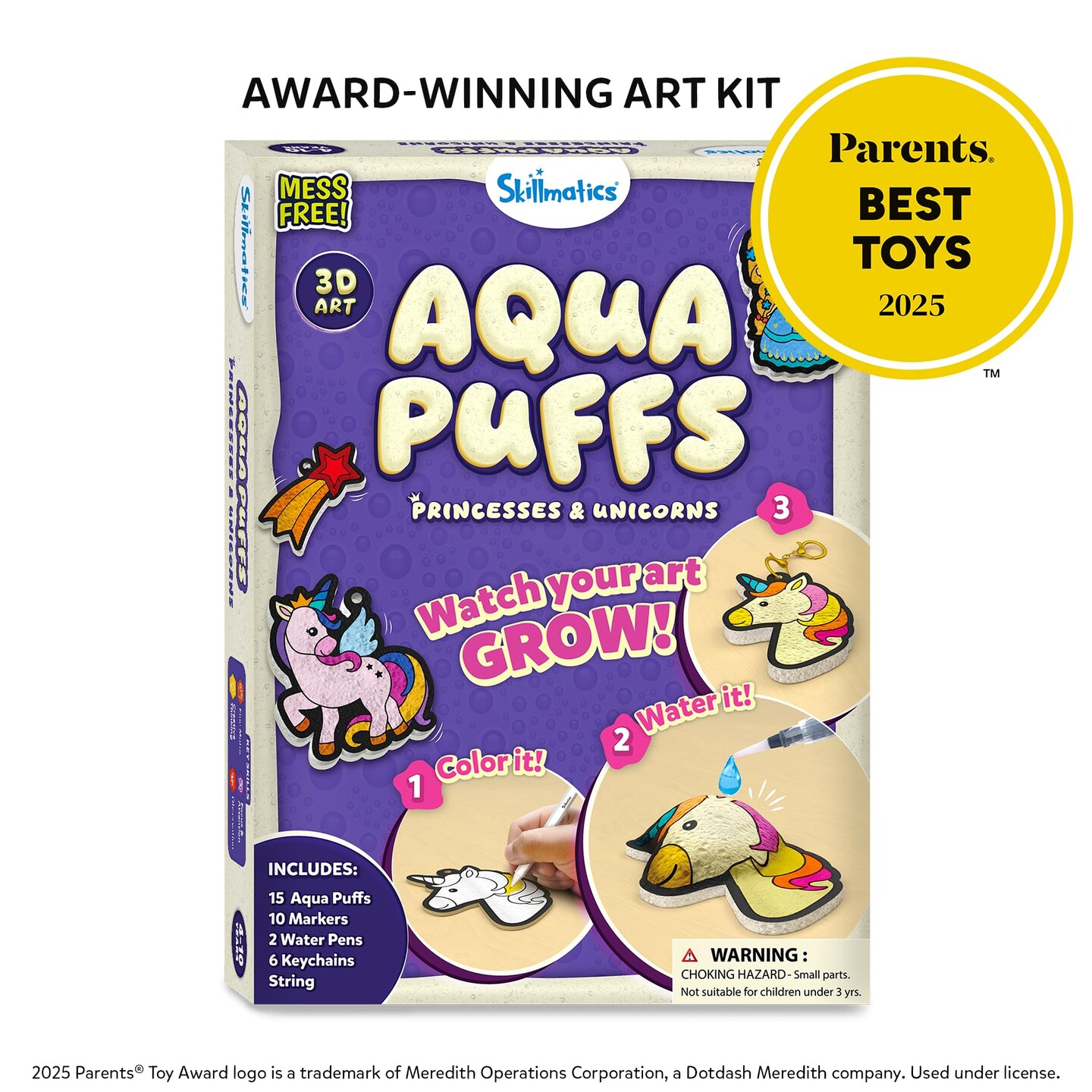 Aqua Puffs - 3D Art Kit, Princesses & Unicorns, Mess-Free Paint by Number Craft, DIY Color & Inflate Activity, Creative Gift for Girls & Boys Ages 4, 5, 6, 7, 8, 9, 10