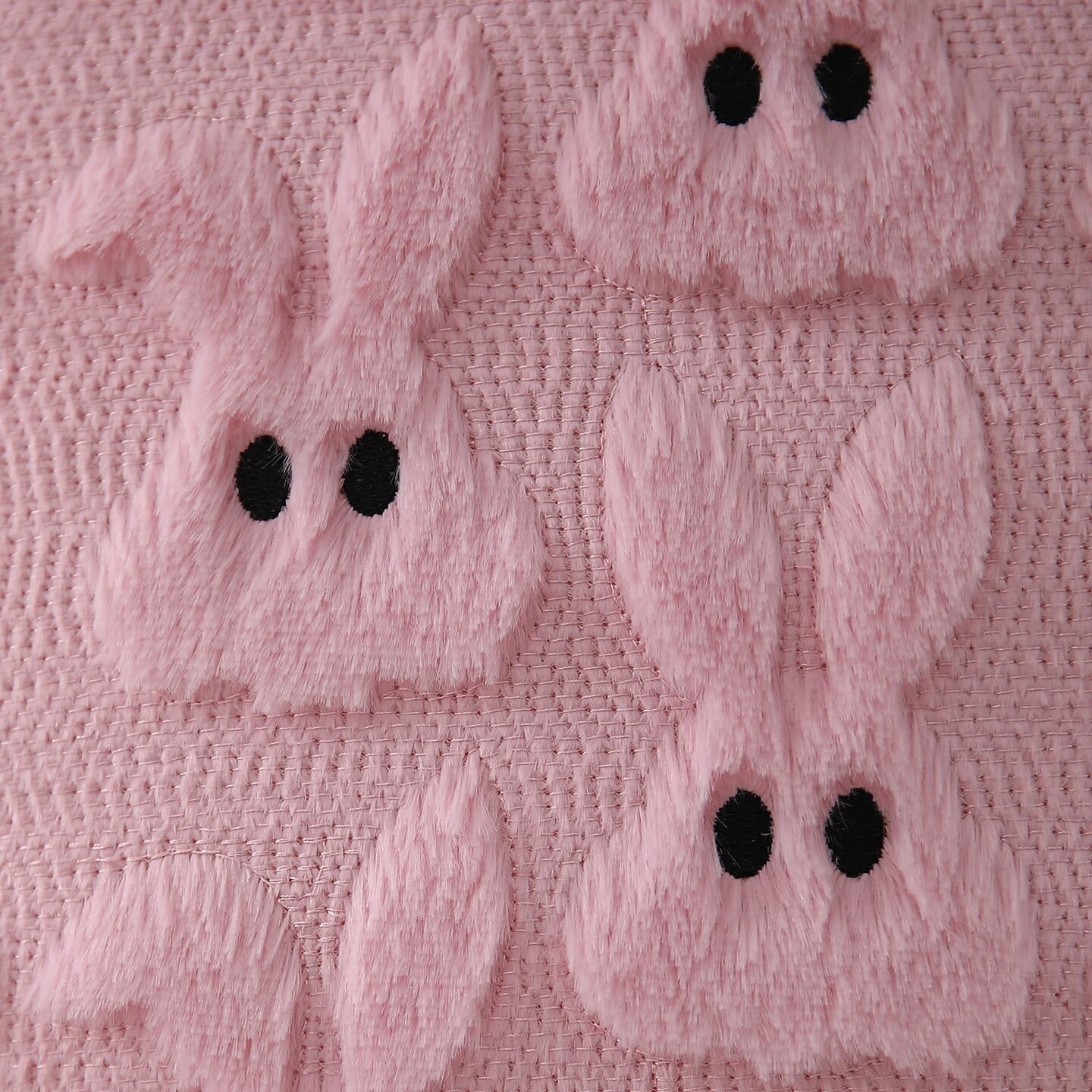 Easter Pillow Covers 18x18 inch Set of 2 Easter Decoration Pink Rabbit Soft Plush Faux Fur Jacquard Throw Pillows for Bedroom Sofa Holiday Festivals Home Decor FHJ-07B18