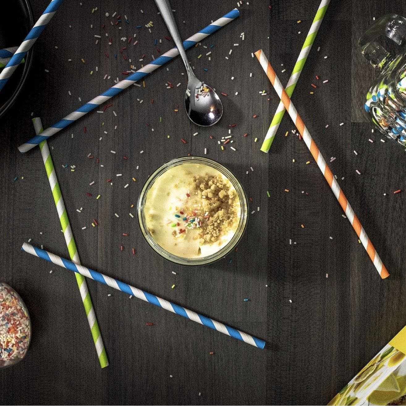 Black & White Candy Cane Striped Cake Pop Party Straws